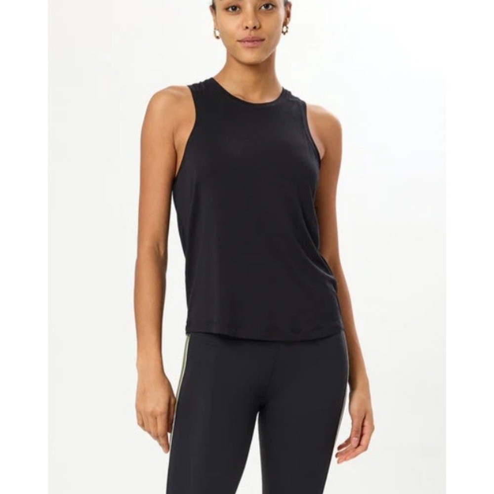 Splits59 Toni Jersey Tank Activewear Racerback High Neck Top Black Extra‎ Small